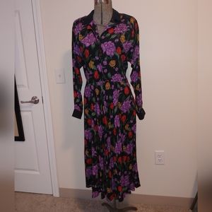 Vintage Karin Stevens 80s Does the 50s Long Sleeve Floral Secretary Dress